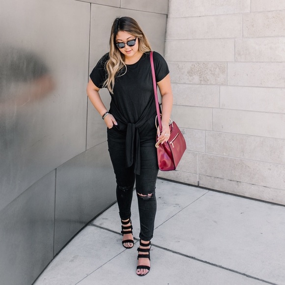 Black blouse with wrap around ties - Picture 5 of 6